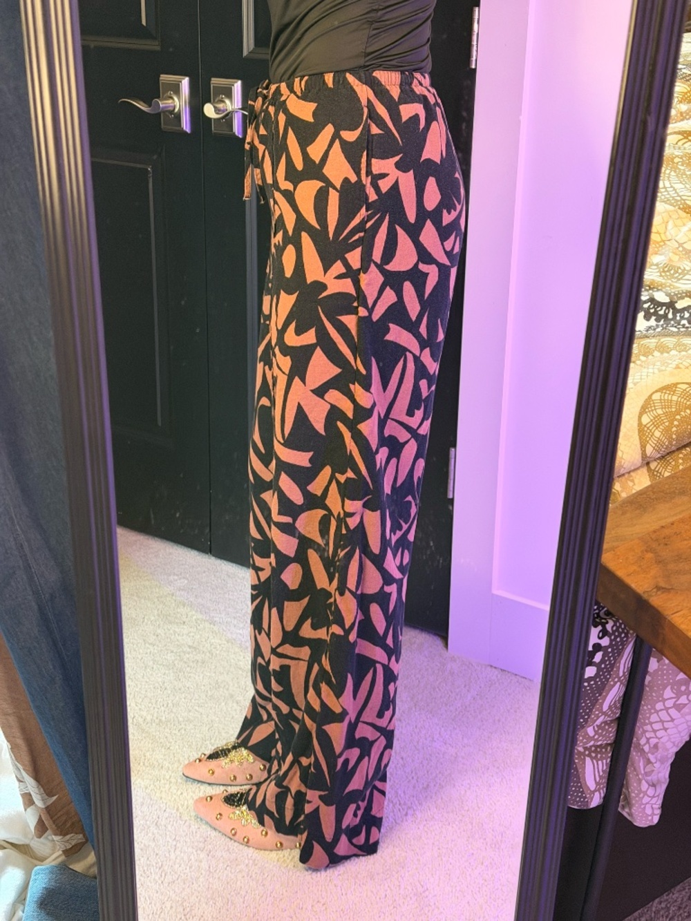 A New Day Tropical Wide Leg Drawstring Pants Size Small - Picture 3 of 5